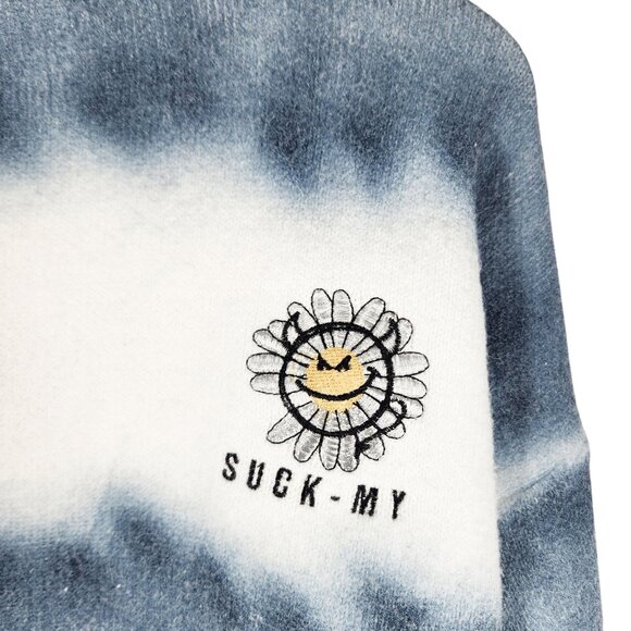 Suck-My M Tie-Dye Striped‎ Sweater With Floral Emblem - Picture 3 of 6